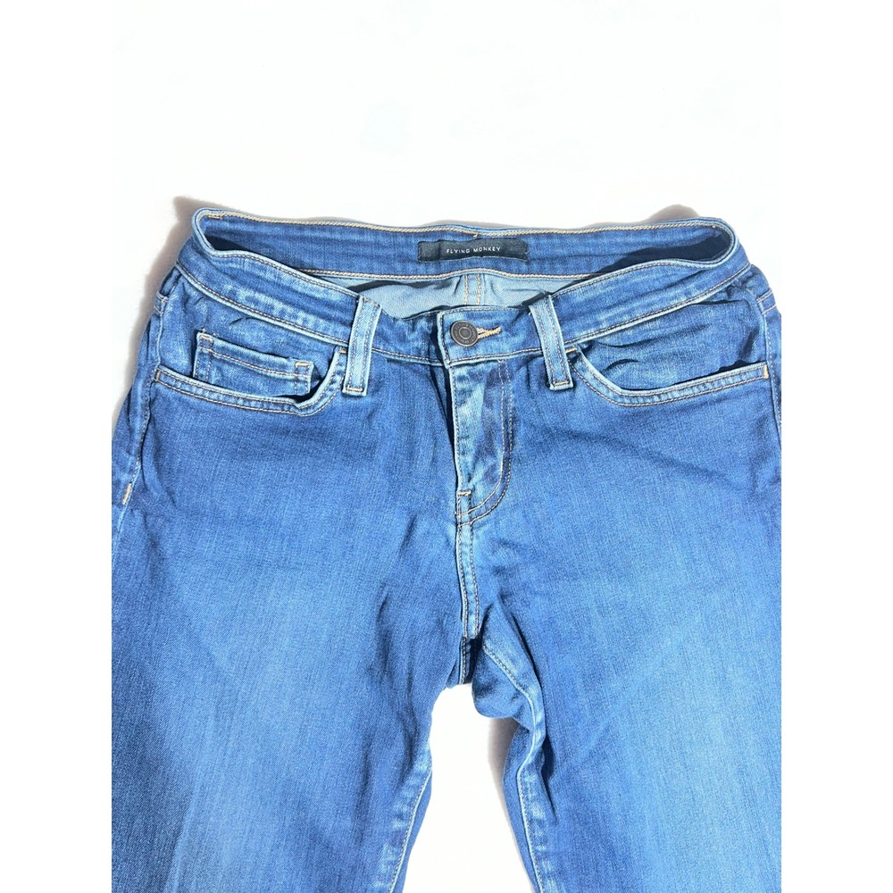 Flying Monkey Low Rise Ankle Skinny Jeans Blue Frayed Step Hem Size 26